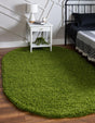 Grass Green 7' 10 x 10' Solid Shag Oval Area Rug Thick Soft Touch Fluffy & Plush Shaggy Pile Durable Minimalist Carpet for Classic Interior Design for Sale at Rug Engine