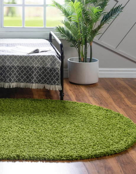 Grass Green 5' 3 x 8' Solid Shag Oval Area Rug Thick Soft Touch Fluffy & Plush Shaggy Pile Durable Minimalist Carpet for Classic Interior Design for Sale at Rug Engine