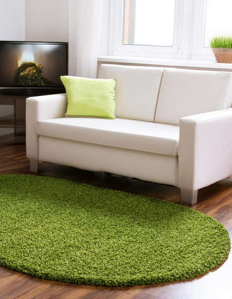 Grass Green 7' 10 x 10' Solid Shag Oval Area Rug Thick Soft Touch Fluffy & Plush Shaggy Pile Durable Minimalist Carpet for Classic Interior Design for Sale at Rug Engine