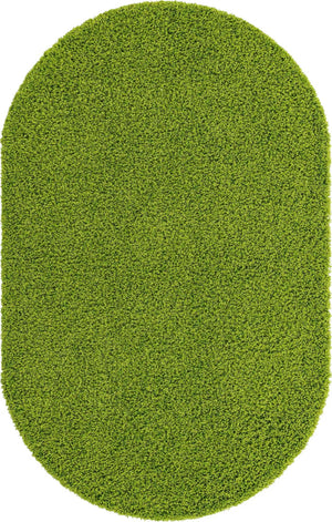 Grass Green 5' 3 x 8' Solid Shag Oval Area Rug Thick Soft Touch Fluffy & Plush Shaggy Pile