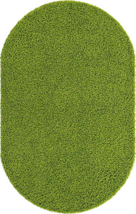 Grass Green 5' 3 x 8' Solid Shag Oval Area Rug Thick Soft Touch Fluffy & Plush Shaggy Pile