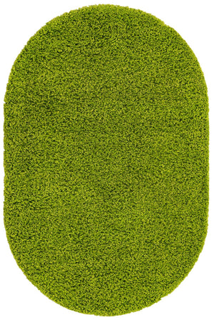 Grass Green 3' 1 x 5' 3 Solid Shag Oval Area Rug Thick Soft Touch Fluffy & Plush Shaggy Pile