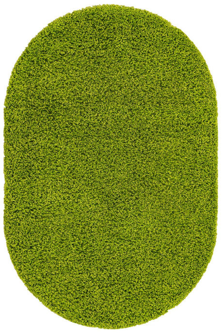 Grass Green 3' 1 x 5' 3 Solid Shag Oval Area Rug Thick Soft Touch Fluffy & Plush Shaggy Pile