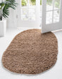 Sandy Brown 7' 10 x 10' Solid Shag Oval Area Rug Thick Soft Touch Fluffy & Plush Shaggy Pile Durable Minimalist Carpet for Classic Interior Design for Sale at Rug Engine