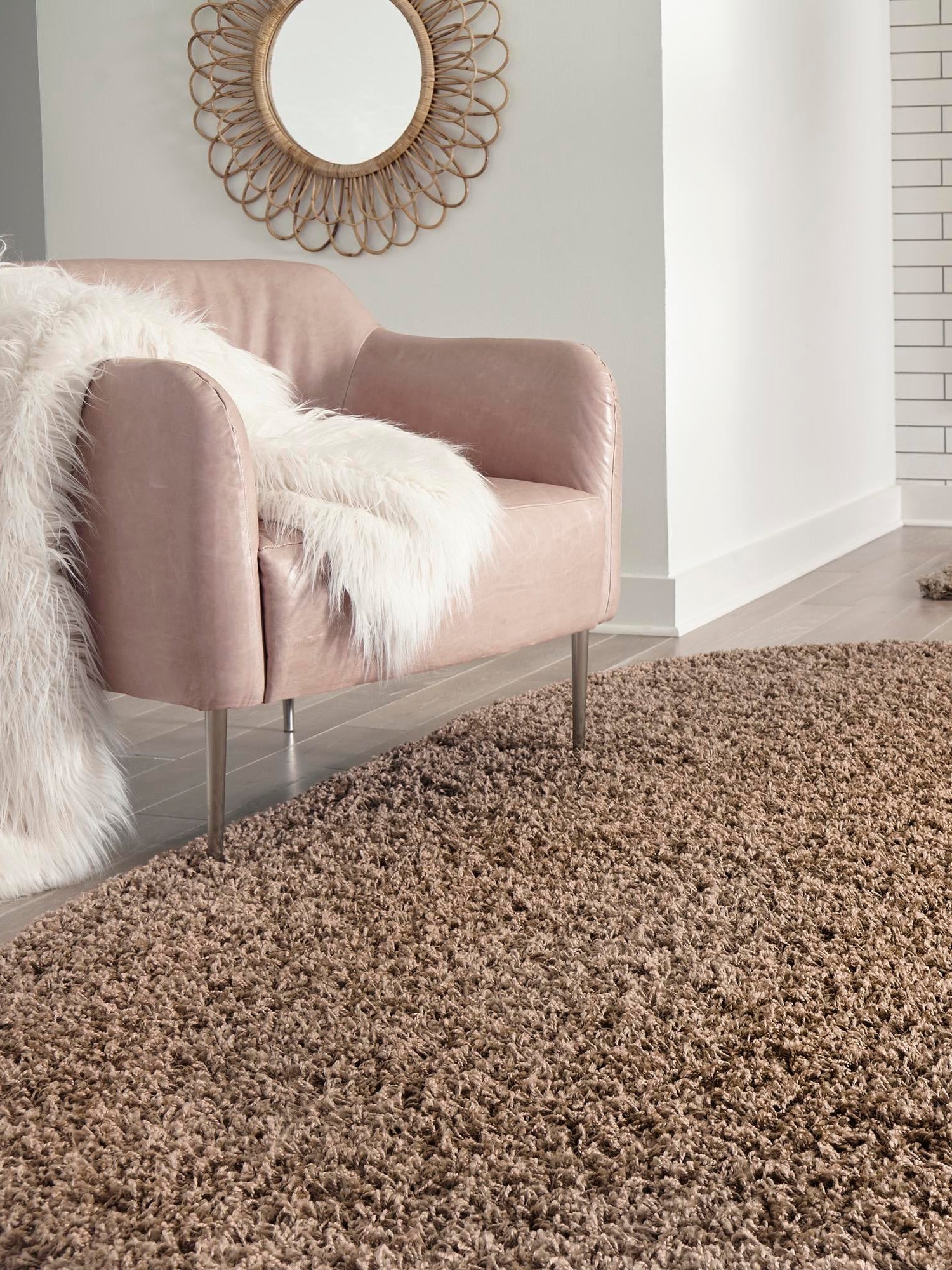 Sandy Brown 7' 10 x 10' Solid Shag Oval Area Rug Thick Soft Touch Fluffy & Plush Shaggy Pile Durable Minimalist Carpet for Classic Interior Design for Sale at Rug Engine
