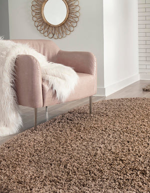 Sandy Brown 7' 10 x 10' Solid Shag Oval Area Rug Thick Soft Touch Fluffy & Plush Shaggy Pile