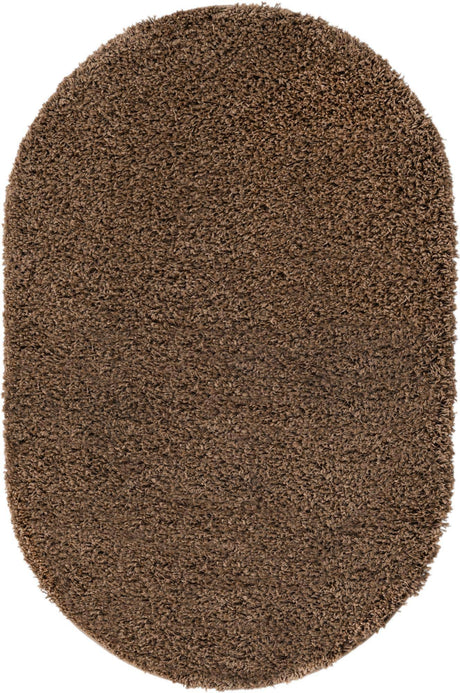 Sandy Brown 3' 1 x 5' 3 Solid Shag Oval Area Rug Thick Soft Touch Fluffy & Plush Shaggy Pile