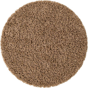 Sandy Brown 3' 1 x 3' 1 Solid Shag Round Area Rug Thick Soft Touch Fluffy & Plush Shaggy Pile