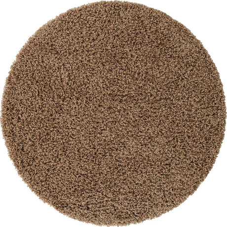 Sandy Brown 4' 1 x 4' 1 Solid Shag Round Area Rug Thick Soft Touch Fluffy & Plush Shaggy Pile