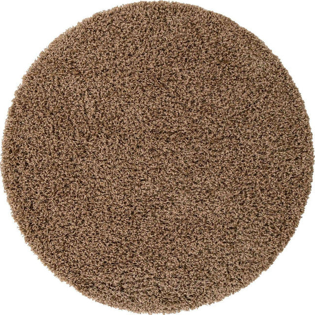 Sandy Brown 4' 1 x 4' 1 Solid Shag Round Area Rug Thick Soft Touch Fluffy & Plush Shaggy Pile