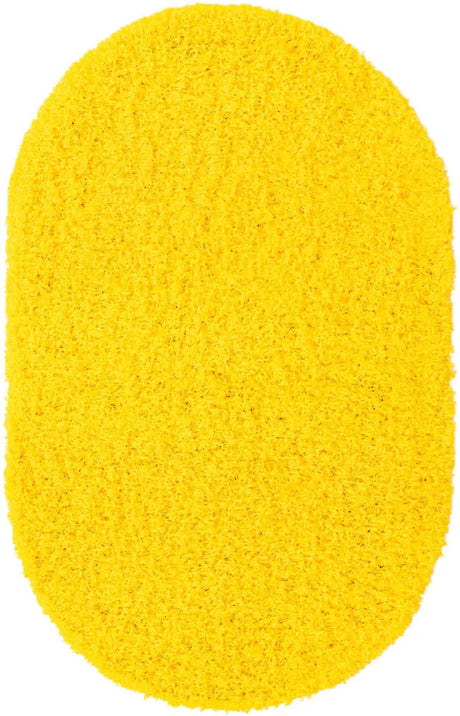 Tuscan Sun Yellow 3' 1 x 5' 3 Solid Shag Oval Area Rug Thick Soft Touch Fluffy & Plush Shaggy Pile