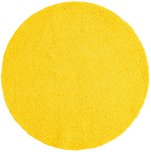 Tuscan Sun Yellow 5' 3 x 5' 3 Solid Shag Round Area Rug Thick Soft Touch Fluffy & Plush Shaggy Pile