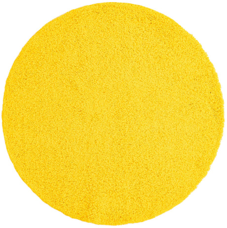 Tuscan Sun Yellow 5' 3 x 5' 3 Solid Shag Round Area Rug Thick Soft Touch Fluffy & Plush Shaggy Pile