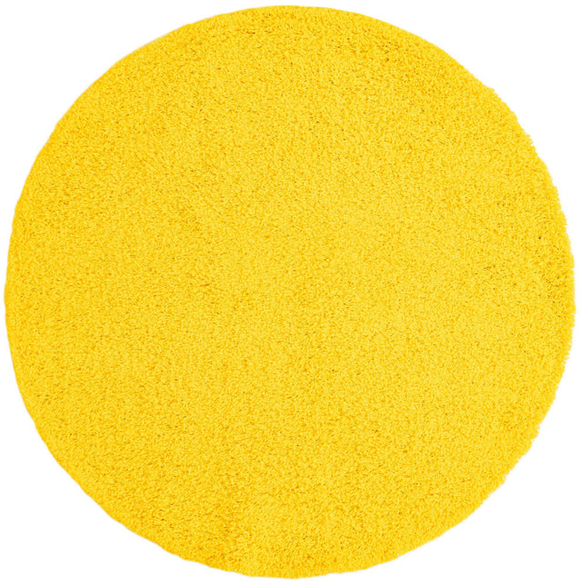 Tuscan Sun Yellow 5' 3 x 5' 3 Solid Shag Round Area Rug Thick Soft Touch Fluffy & Plush Shaggy Pile