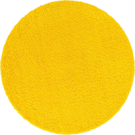 Tuscan Sun Yellow 7' 1 x 7' 1 Solid Shag Round Area Rug Thick Soft Touch Fluffy & Plush Shaggy Pile