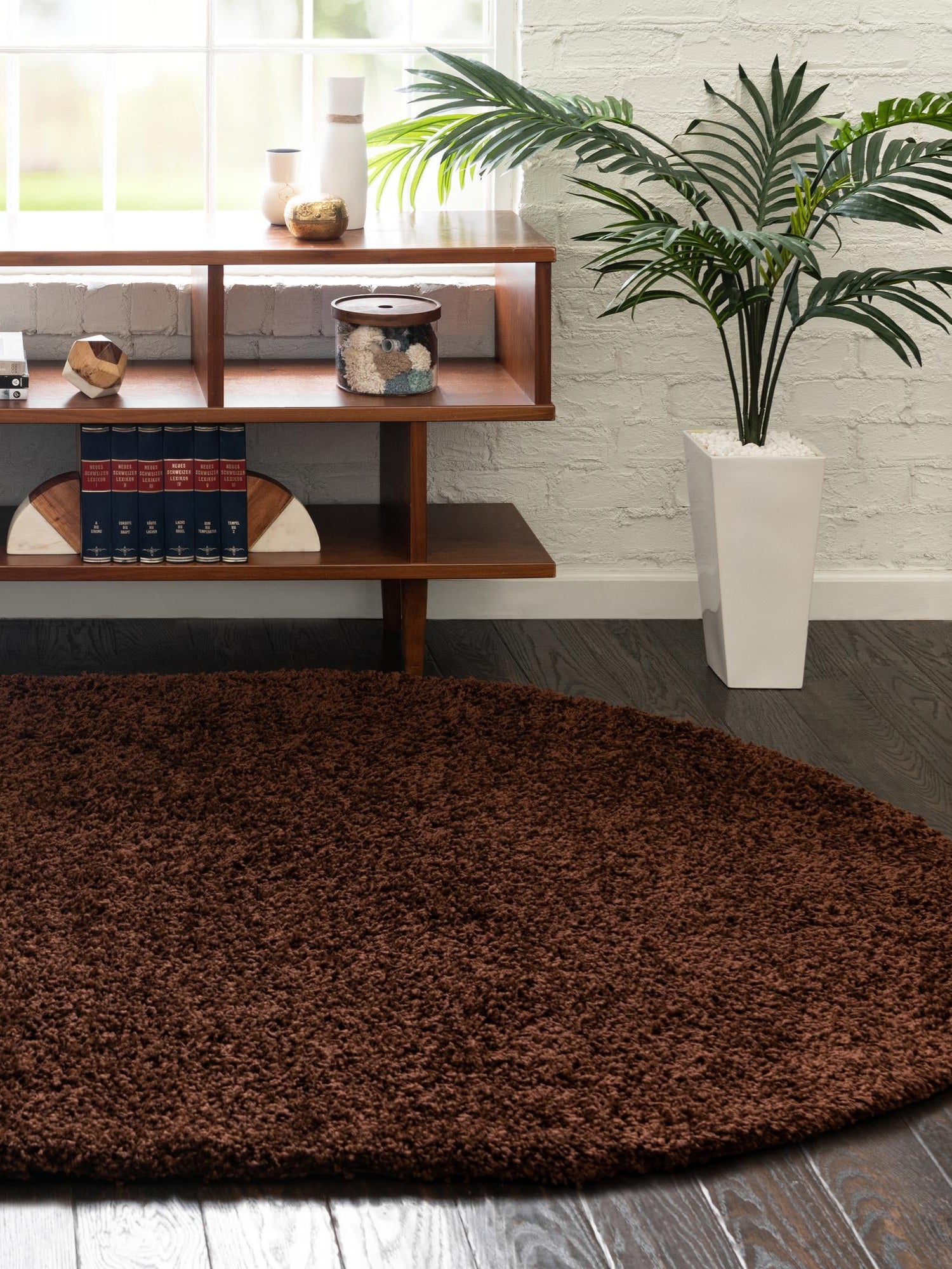 Chocolate Brown 5' 3 x 8' Solid Shag Oval Area Rug Thick Soft Touch Fluffy & Plush Shaggy Pile Durable Minimalist Carpet for Classic Interior Design for Sale at Rug Engine