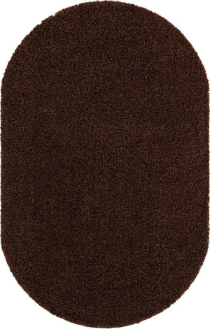 Chocolate Brown 5' 3 x 8' Solid Shag Oval Area Rug Thick Soft Touch Fluffy & Plush Shaggy Pile