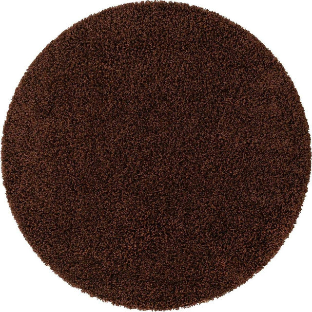 Chocolate Brown 3' 1 x 3' 1 Solid Shag Round Area Rug Thick Soft Touch Fluffy & Plush Shaggy Pile