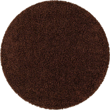 Chocolate Brown 4' 1 x 4' 1 Solid Shag Round Rug