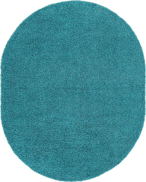 Deep Aqua Blue 7' 10 x 10' Solid Shag Oval Area Rug Thick Soft Touch Fluffy & Plush Shaggy Pile