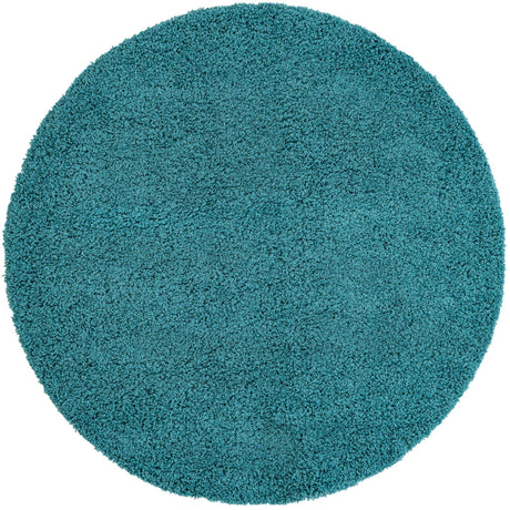Deep Aqua Blue 5' 3 x 5' 3 Solid Shag Round Area Rug Thick Soft Touch Fluffy & Plush Shaggy Pile