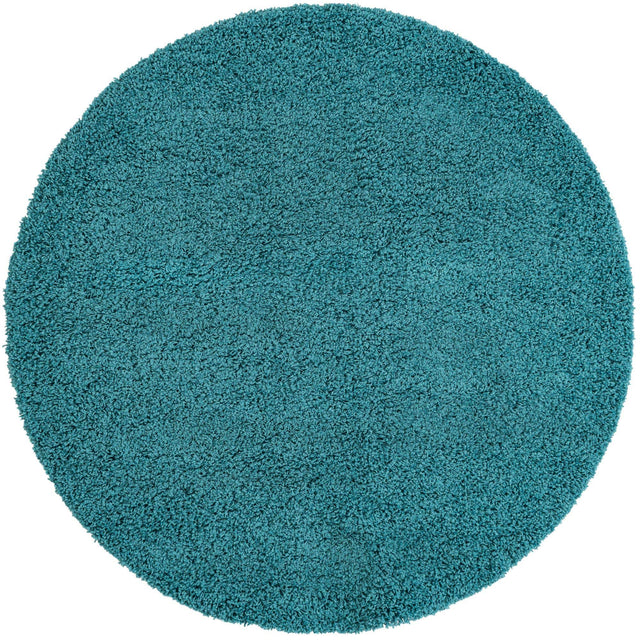 Deep Aqua Blue 5' 3 x 5' 3 Solid Shag Round Area Rug Thick Soft Touch Fluffy & Plush Shaggy Pile