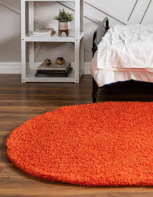 Tiger Orange 5' 3 x 8' Solid Shag Oval Area Rug Thick Soft Touch Fluffy & Plush Shaggy Pile