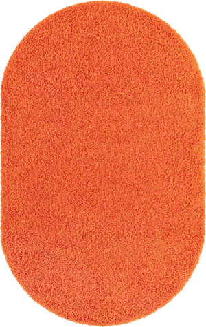 Tiger Orange 5' 3 x 8' Solid Shag Oval Area Rug Thick Soft Touch Fluffy & Plush Shaggy Pile