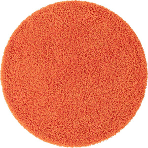 Tiger Orange 4' 1 x 4' 1 Solid Shag Round Area Rug Thick Soft Touch Fluffy & Plush Shaggy Pile