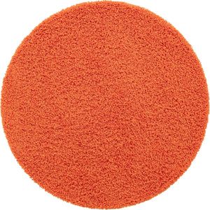 Tiger Orange 5' 3 x 5' 3 Solid Shag Round Area Rug Thick Soft Touch Fluffy & Plush Shaggy Pile