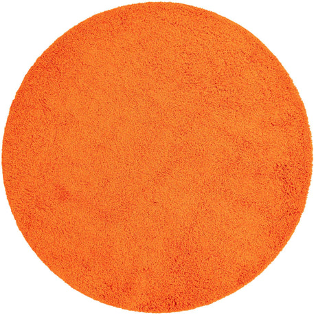 Tiger Orange 7' 1 x 7' 1 Solid Shag Round Area Rug Thick Soft Touch Fluffy & Plush Shaggy Pile