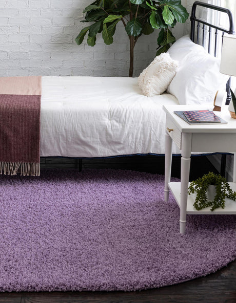 Lilac 5' 3 x 8' Solid Shag Oval Area Rug Thick Soft Touch Fluffy & Plush Shaggy Pile Durable Minimalist Carpet for Classic Interior Design for Sale at Rug Engine