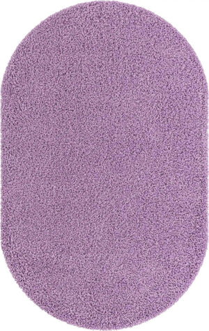 Lilac 5' 3 x 8' Solid Shag Oval Area Rug Thick Soft Touch Fluffy & Plush Shaggy Pile