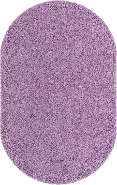 Lilac 5' 3 x 8' Solid Shag Oval Area Rug Thick Soft Touch Fluffy & Plush Shaggy Pile