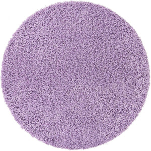 Lilac 3' 1 x 3' 1 Solid Shag Round Area Rug Thick Soft Touch Fluffy & Plush Shaggy Pile