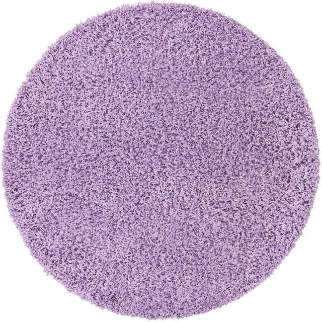 Lilac 3' 1 x 3' 1 Solid Shag Round Area Rug Thick Soft Touch Fluffy & Plush Shaggy Pile