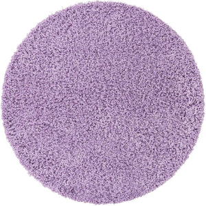 Lilac 5' 3 x 5' 3 Solid Shag Round Area Rug Thick Soft Touch Fluffy & Plush Shaggy Pile
