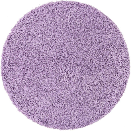 Lilac 5' 3 x 5' 3 Solid Shag Round Area Rug Thick Soft Touch Fluffy & Plush Shaggy Pile
