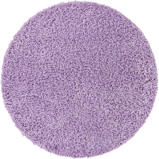 Lilac 7' 1 x 7' 1 Solid Shag Round Area Rug Thick Soft Touch Fluffy & Plush Shaggy Pile