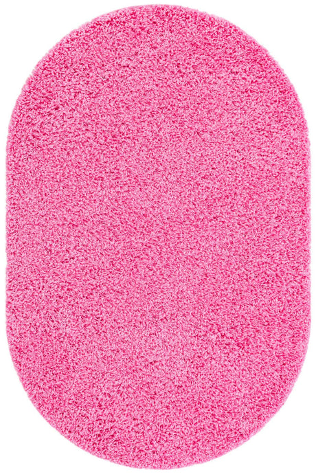 Taffy Pink 3' 1 x 5' 3 Solid Shag Oval Area Rug Thick Soft Touch Fluffy & Plush Shaggy Pile