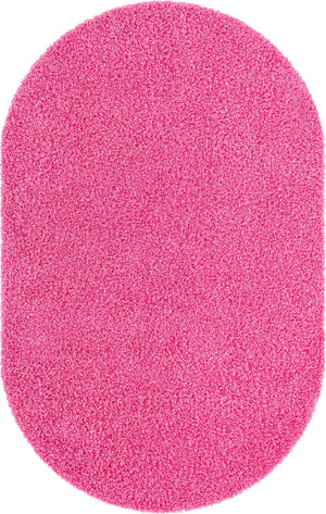 Taffy Pink 5' 3 x 8' Solid Shag Oval Area Rug Thick Soft Touch Fluffy & Plush Shaggy Pile
