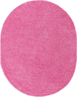 Taffy Pink 7' 10 x 10' Solid Shag Oval Area Rug Thick Soft Touch Fluffy & Plush Shaggy Pile