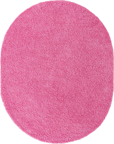Taffy Pink 7' 10 x 10' Solid Shag Oval Area Rug Thick Soft Touch Fluffy & Plush Shaggy Pile