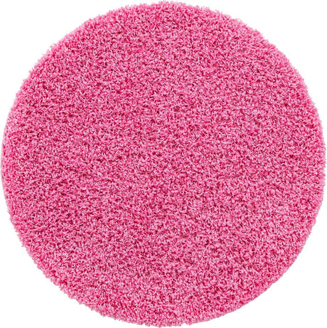 Taffy Pink 3' 1 x 3' 1 Solid Shag Round Area Rug Thick Soft Touch Fluffy & Plush Shaggy Pile