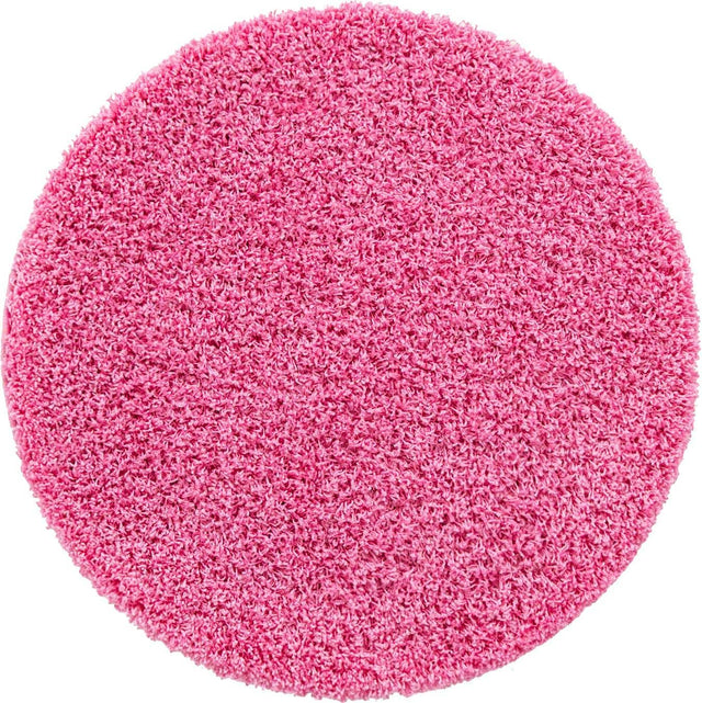 Taffy Pink 3' 1 x 3' 1 Solid Shag Round Area Rug Thick Soft Touch Fluffy & Plush Shaggy Pile