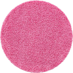 Taffy Pink 4' 1 x 4' 1 Solid Shag Round Area Rug Thick Soft Touch Fluffy & Plush Shaggy Pile