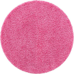 Taffy Pink 5' 3 x 5' 3 Solid Shag Round Area Rug Thick Soft Touch Fluffy & Plush Shaggy Pile