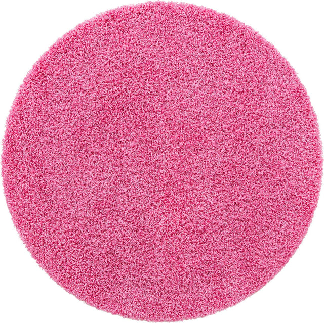 Taffy Pink 5' 3 x 5' 3 Solid Shag Round Area Rug Thick Soft Touch Fluffy & Plush Shaggy Pile