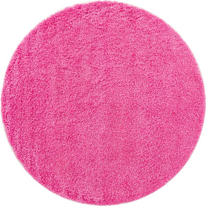 Taffy Pink 7' 1 x 7' 1 Solid Shag Round Area Rug Thick Soft Touch Fluffy & Plush Shaggy Pile