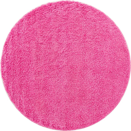 Taffy Pink 7' 1 x 7' 1 Solid Shag Round Area Rug Thick Soft Touch Fluffy & Plush Shaggy Pile